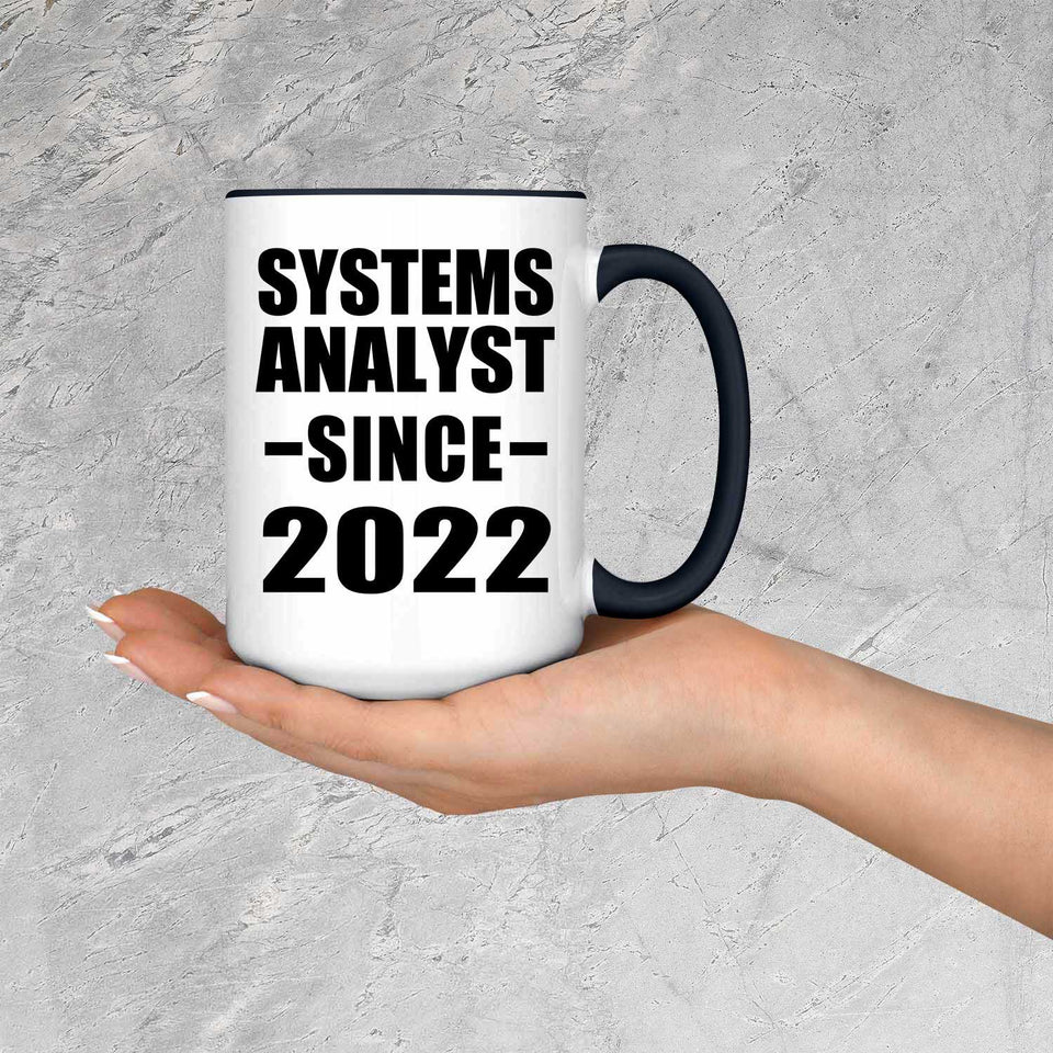 Systems Analyst Since 2022 - 15oz Accent Mug Black