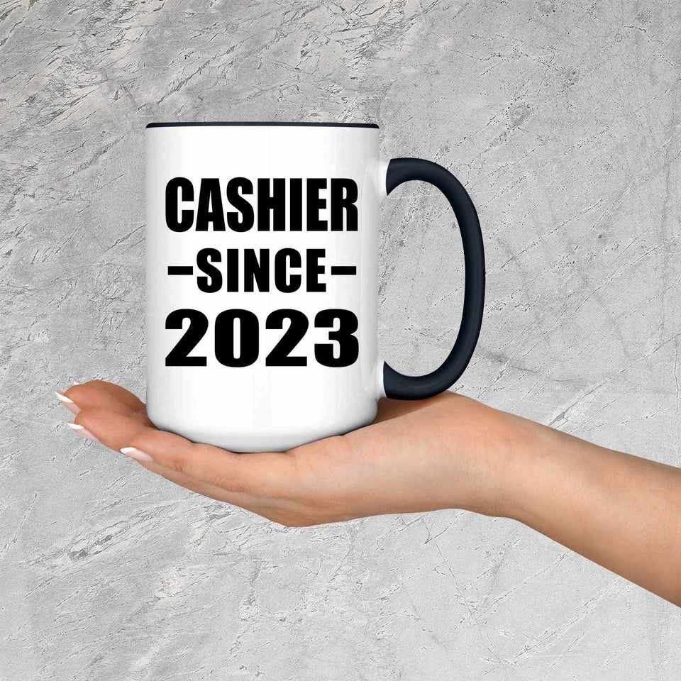 Cashier Since 2023 - 15oz Accent Mug Black