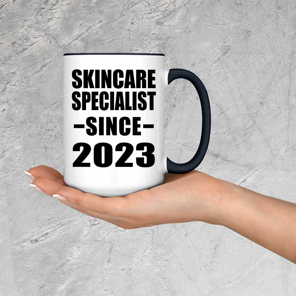 Skincare Specialist Since 2023 - 15oz Accent Mug Black