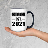 Grandmother Established EST. 2021 - 15oz Accent Mug Black