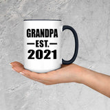 Grandpa Established EST. 2021 - 15oz Accent Mug Black