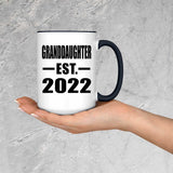Granddaughter Established EST. 2022 - 15oz Accent Mug Black