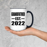 Grandfather Established EST. 2022 - 15oz Accent Mug Black