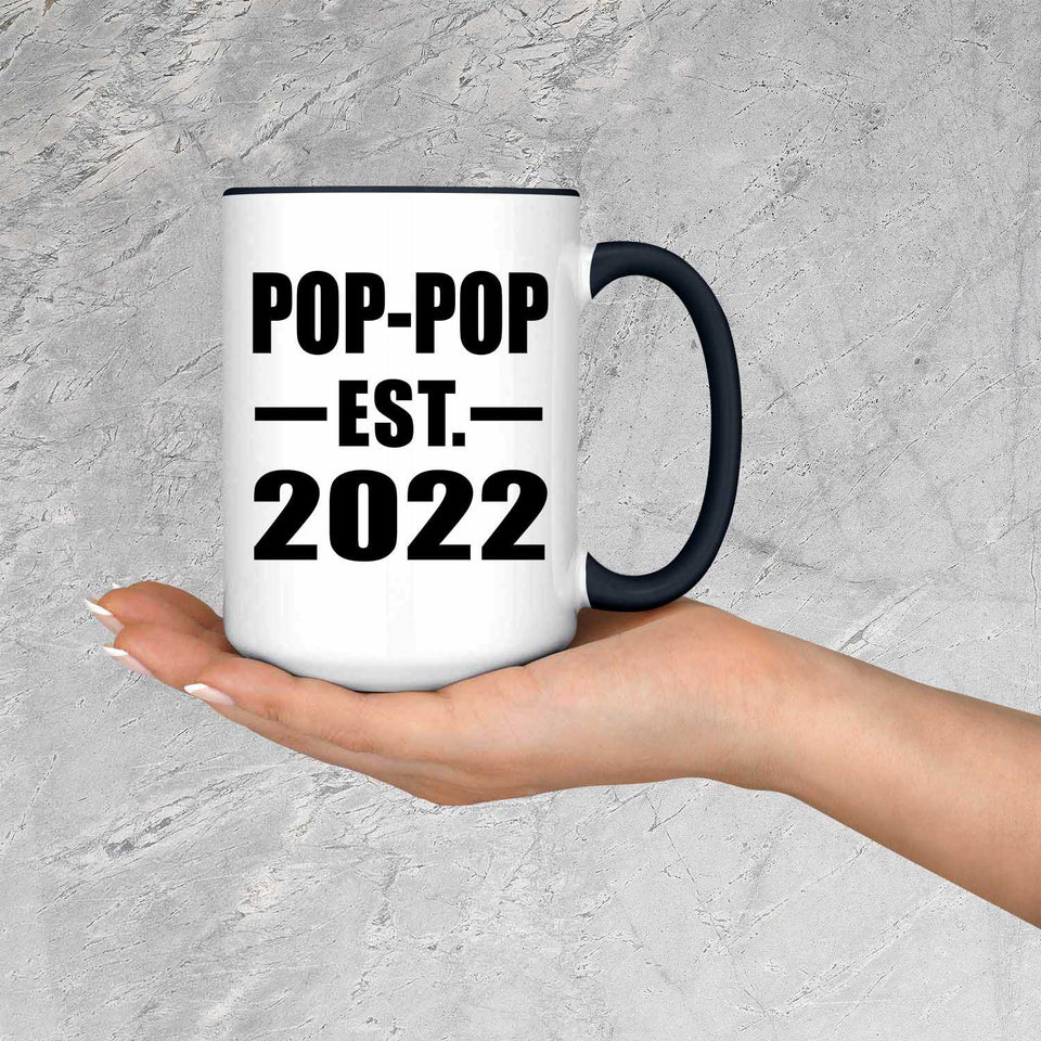 Pop-Pop Established EST. 2022 - 15oz Accent Mug Black