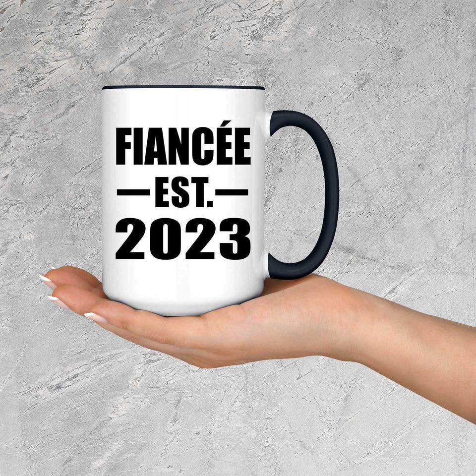 Fiancee Established EST. 2023 - 15oz Accent Mug Black