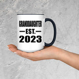 Granddaughter Established EST. 2023 - 15oz Accent Mug Black