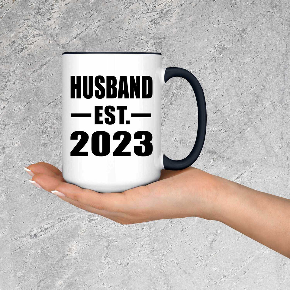 Husband Established EST. 2023 - 15oz Accent Mug Black