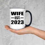 Wife Established EST. 2023 - 15oz Accent Mug Black