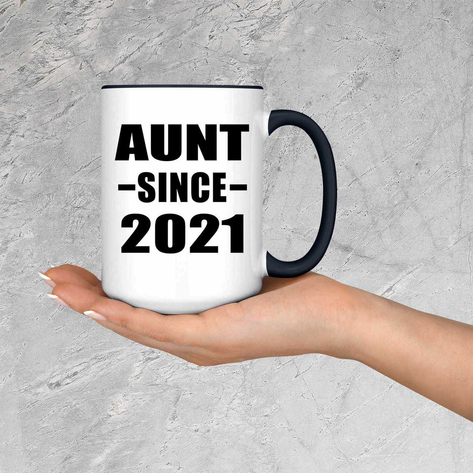 Aunt Since 2021 - 15oz Accent Mug Black