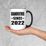 Grandfather Since 2022 - 15oz Accent Mug Black