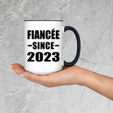 Fiancee Since 2023 - 15oz Accent Mug Black