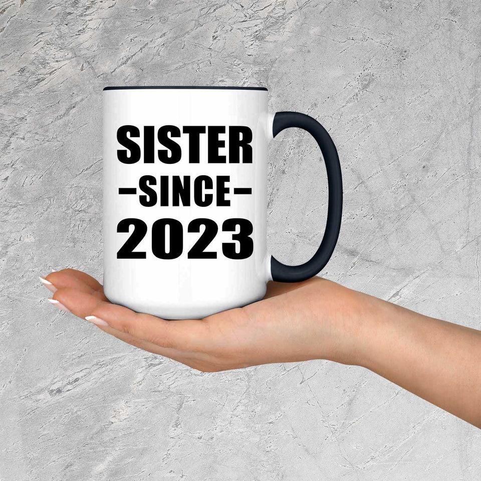 Sister Since 2023 - 15oz Accent Mug Black