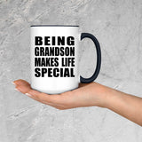 Being Grandson Makes Life Special - 15oz Accent Mug Black