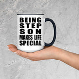 Being Step Son Makes Life Special - 15oz Accent Mug Black