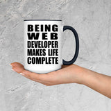 Being Web Developer Makes Life Complete - 15oz Accent Mug Black