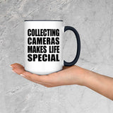 Collecting Cameras Makes Life Special - 15oz Accent Mug Black