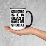 Collecting Sea Glass Makes Life Special - 15oz Accent Mug Black