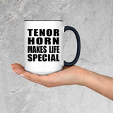Tenor Horn Makes Life Special - 15oz Accent Mug Black
