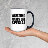 Wrestling Makes Life Special - 15oz Accent Mug Black