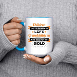 Children Are Rainbow Of Life, Grandchildren Are Pot Of Gold - 15oz Accent Mug Blue