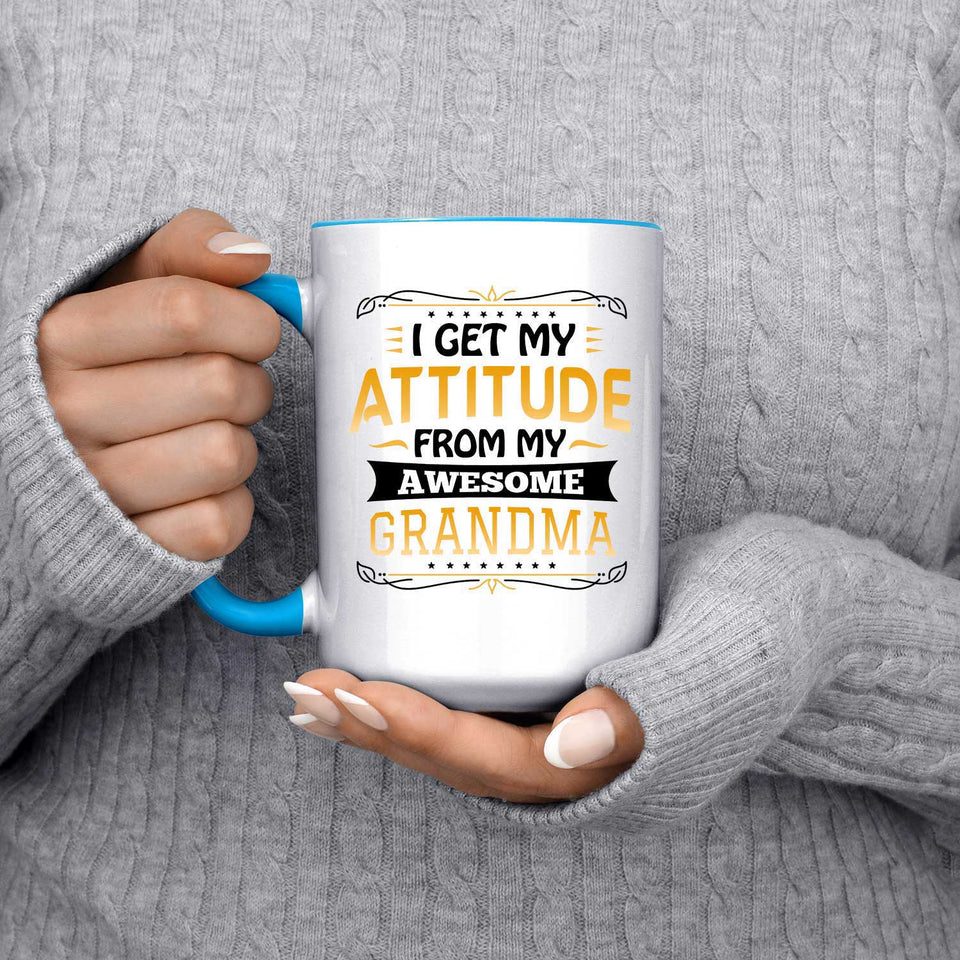 I Get My Attitude From My Awesome Grandma - 15oz Accent Mug Blue