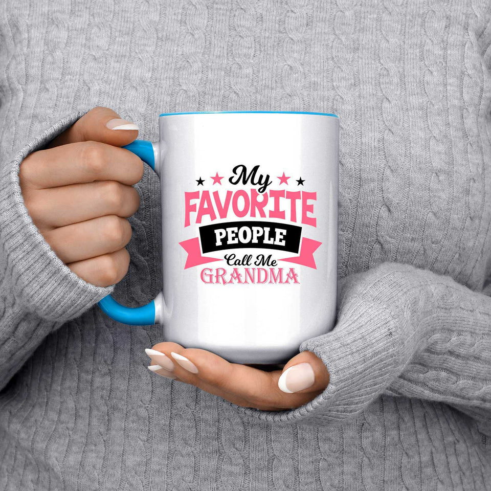 My Favorite People Call Me Grandma - 15oz Accent Mug Blue