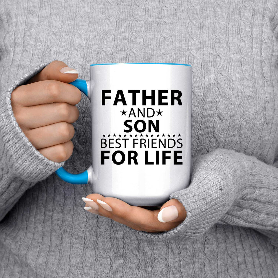 Father and Son, Best Friends For Life - 15oz Accent Mug Blue