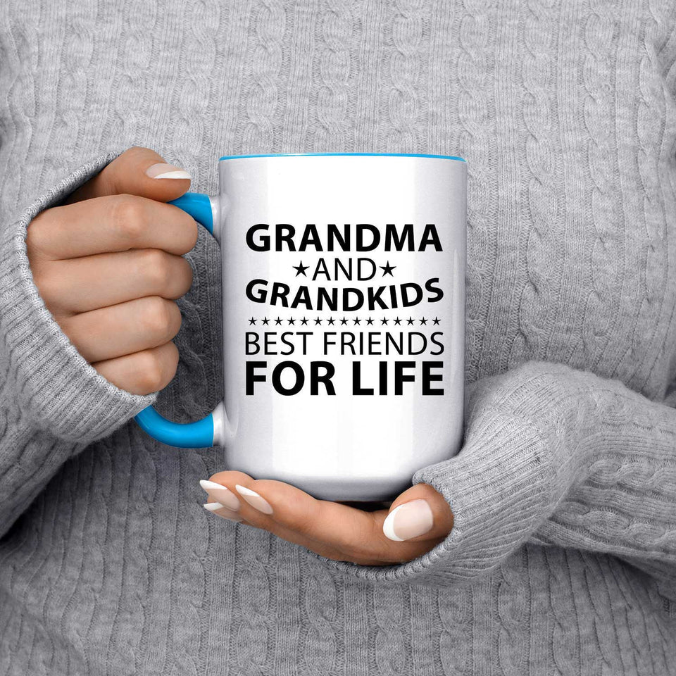 Grandma and Grandkids, Best Friends For Life - 15oz Accent Mug Blue