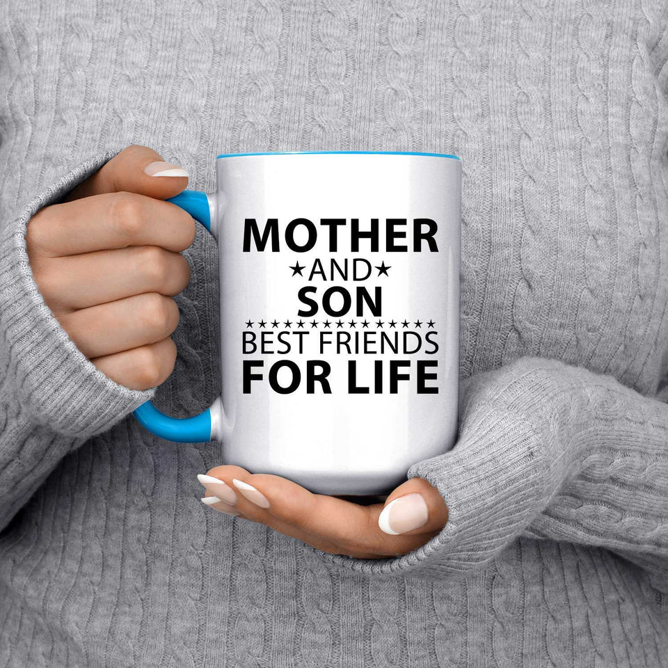 Mother and Son, Best Friends For Life - 15oz Accent Mug Blue