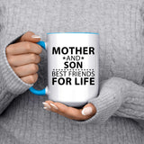 Mother and Son, Best Friends For Life - 15oz Accent Mug Blue
