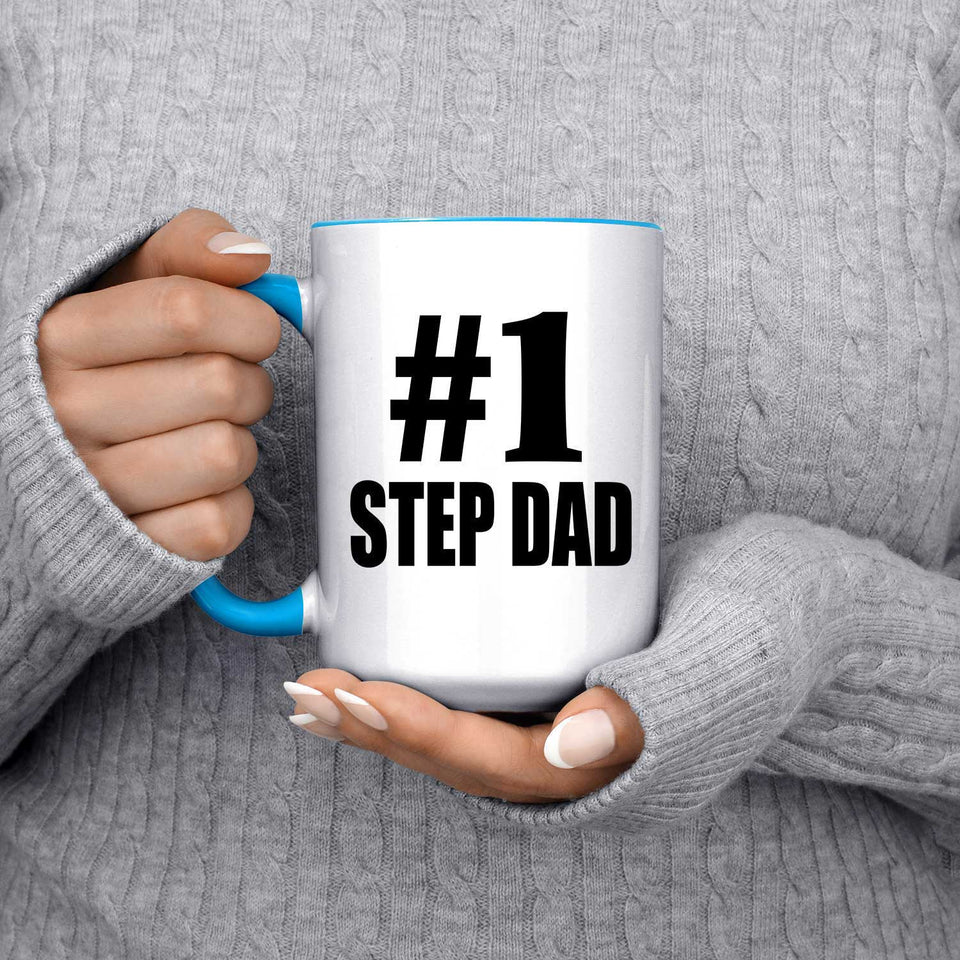 Number One #1 Step Dad - 15oz Accent Mug Blue