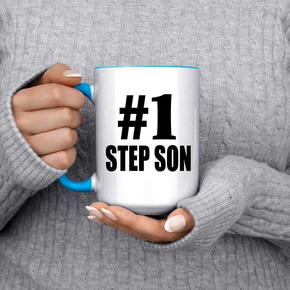 Number One #1 Step Son - 15oz Accent Mug Blue