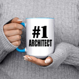 Number One #1 Architect - 15oz Accent Mug Blue