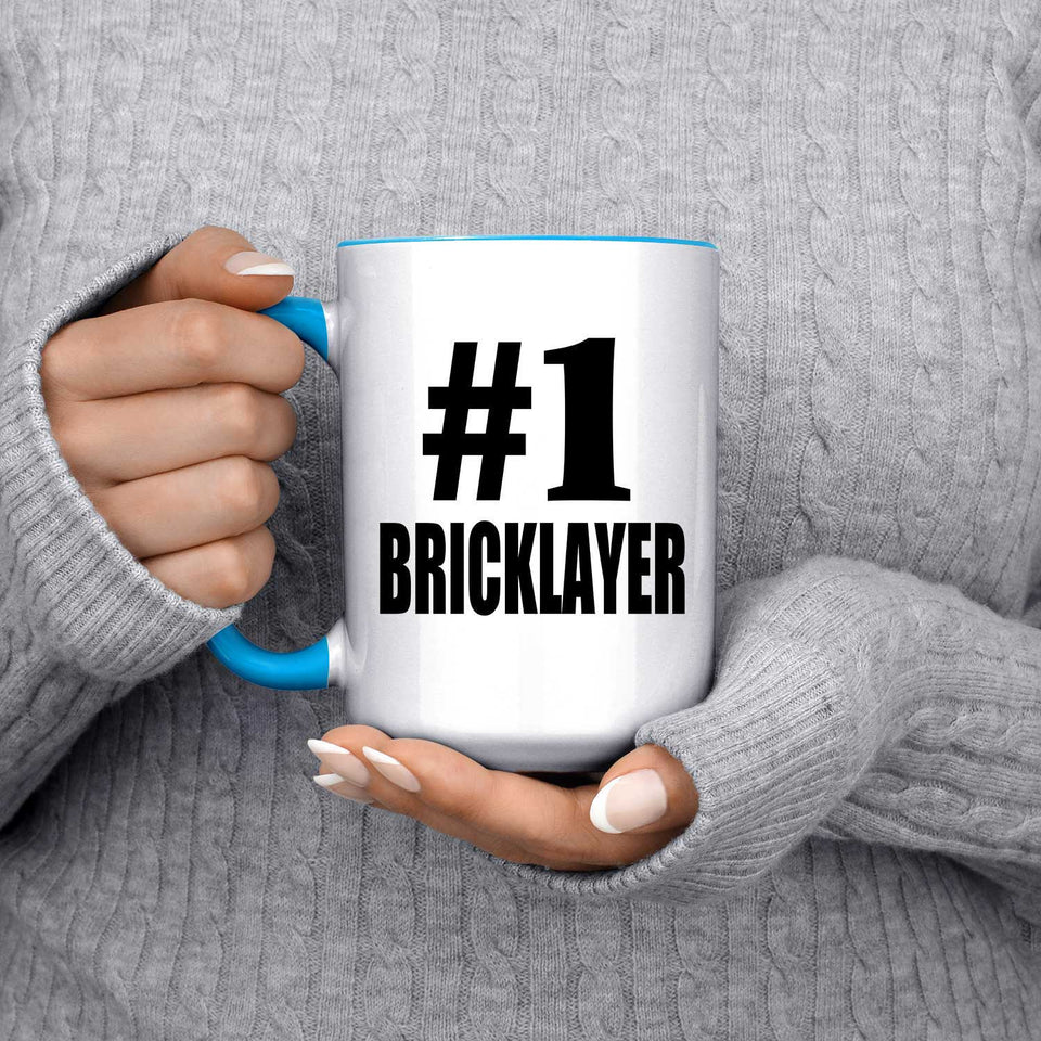 Number One #1 Bricklayer - 15oz Accent Mug Blue