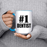 Number One #1 Dentist - 15oz Accent Mug Blue