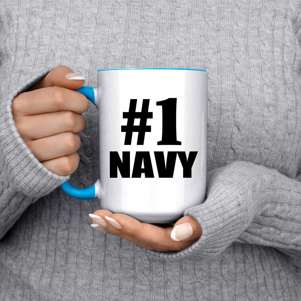 Number One #1 Navy - 15oz Accent Mug Blue