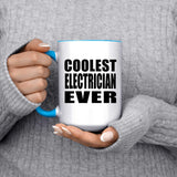 Coolest Electrician Ever - 15oz Accent Mug Blue