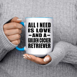 All I Need Is Love And A Golden Cocker Retriever - 15oz Accent Mug Blue