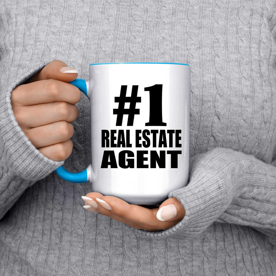 Number One #1 Real Estate Agent - 15oz Accent Mug Blue