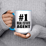 Number One #1 Real Estate Agent - 15oz Accent Mug Blue