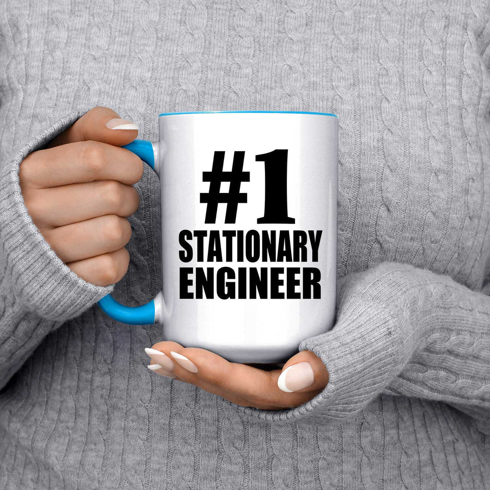 Number One #1 Stationary Engineer - 15oz Accent Mug Blue