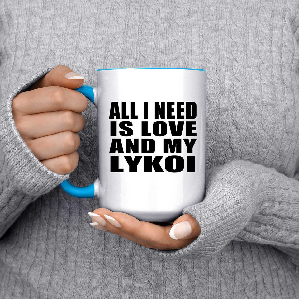 All I Need Is Love And My Lykoi - 15oz Accent Mug Blue