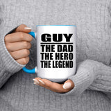 Guy The Dad The Hero The Legend - 15oz Accent Mug Blue