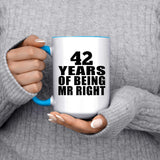 42nd Anniversary 42 Years Of Being Mr Right - 15oz Accent Mug Blue