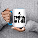 5th Anniversary 5 Years Of Being Mr Right - 15oz Accent Mug Blue