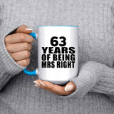 63rd Anniversary 63 Years Of Being Mrs Right - 15oz Accent Mug Blue
