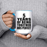5th Anniversary 5 Years Of Being Mrs Perfect - 15oz Accent Mug Blue
