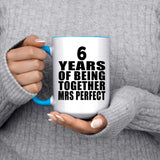 6th Anniversary 6 Years Of Being Mrs Perfect - 15oz Accent Mug Blue