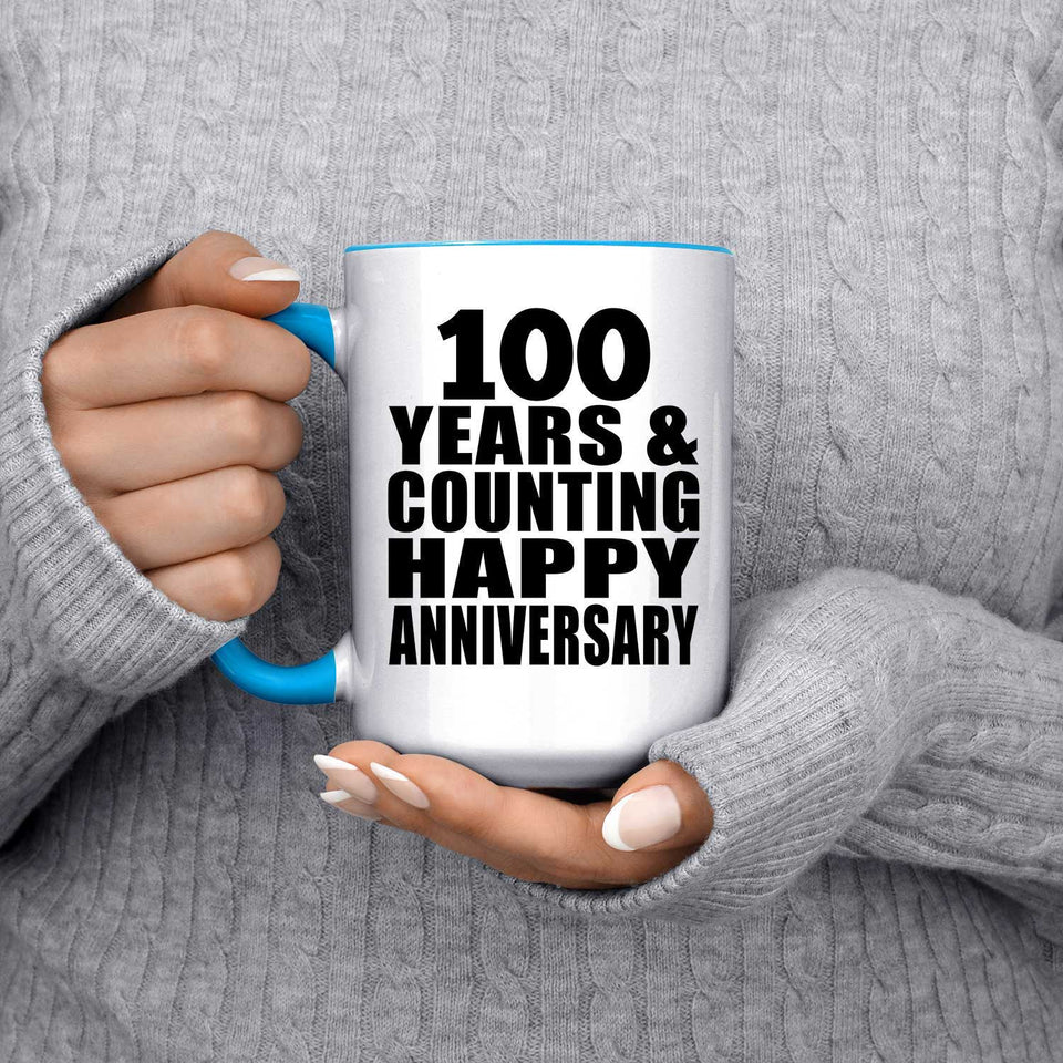 Happy 100th Anniversary 100 Years & Counting - 15oz Accent Mug Blue