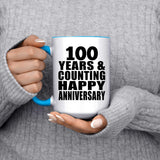 Happy 100th Anniversary 100 Years & Counting - 15oz Accent Mug Blue